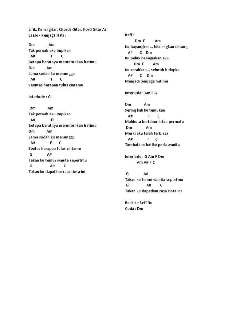 Kunci Gitar Lagu Ari Lasso Hampa Terasa