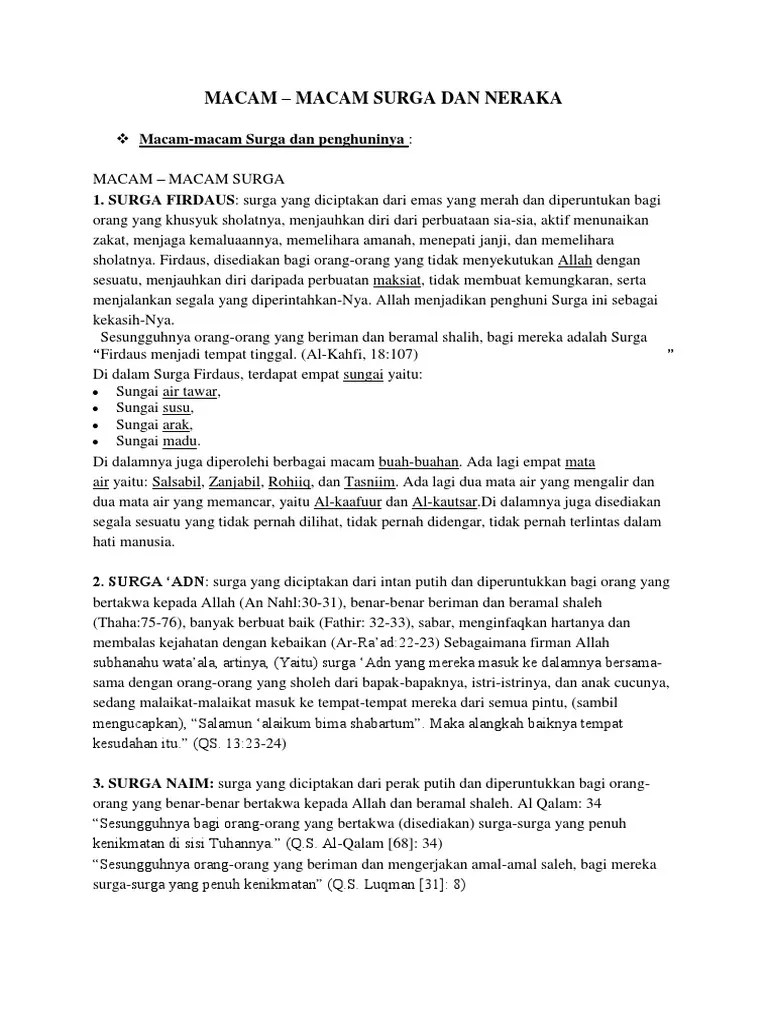 Surga Dan Neraka Adalah Tempat Yang Disediakan Allah Untuk - Sebuah Tempat