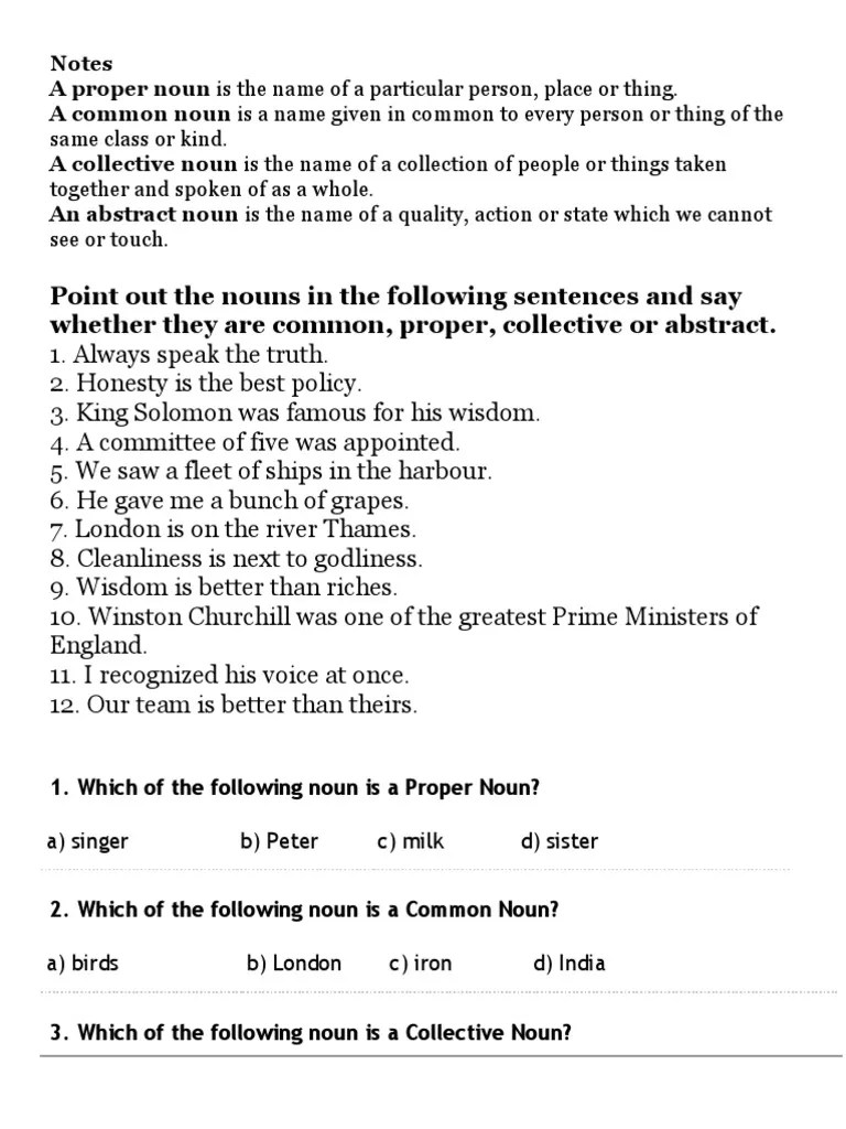 grade 6 kinds of nouns noun london