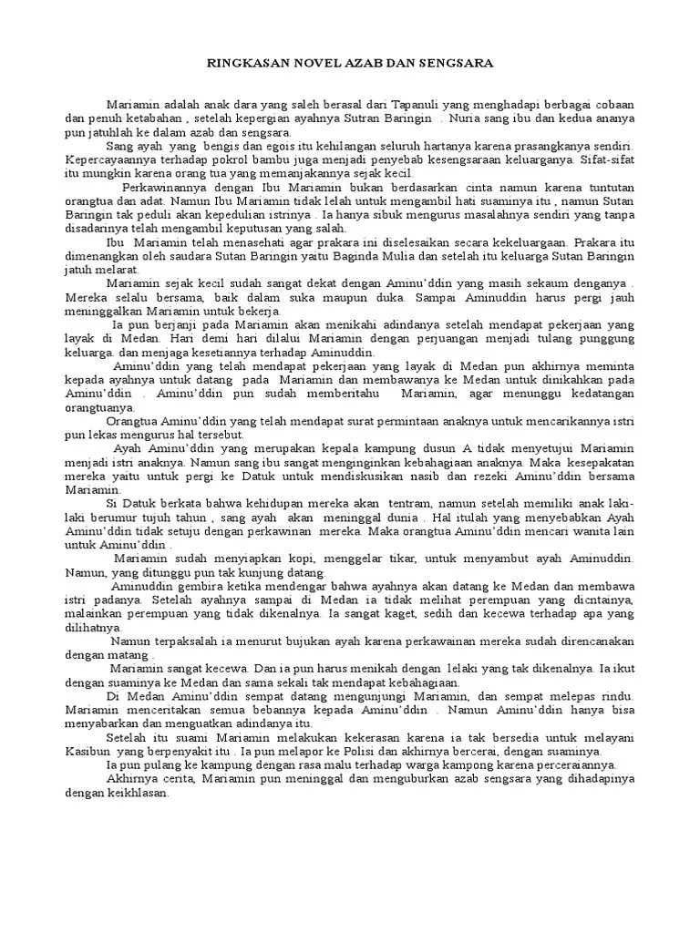Ringkasan Novel Azab Dan Sengsara1 | PDF