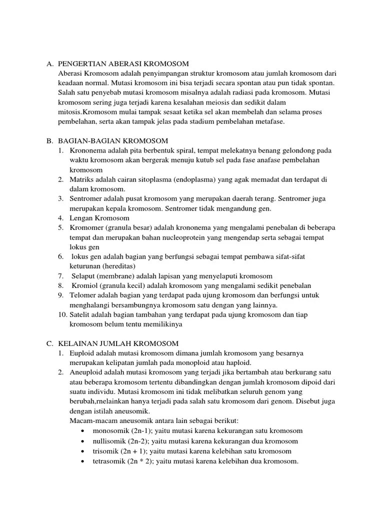 Aberasi Kromosom | PDF