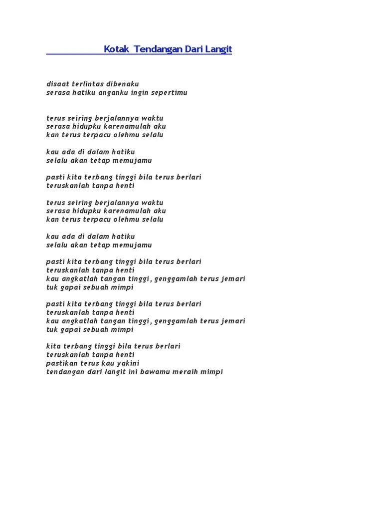 25.10.2021 · liputan6.com, jakarta pedangdut yang bisa mempertahankan karier lebih dari 30 tahun bisa dihitung dengan jari. Lirik Lagu Kotak Tendangan Dari Langit Pdf