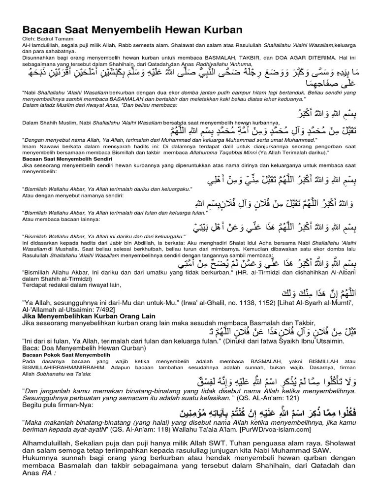 Bacaan Saat Menyembelih Hewan Kurban | PDF