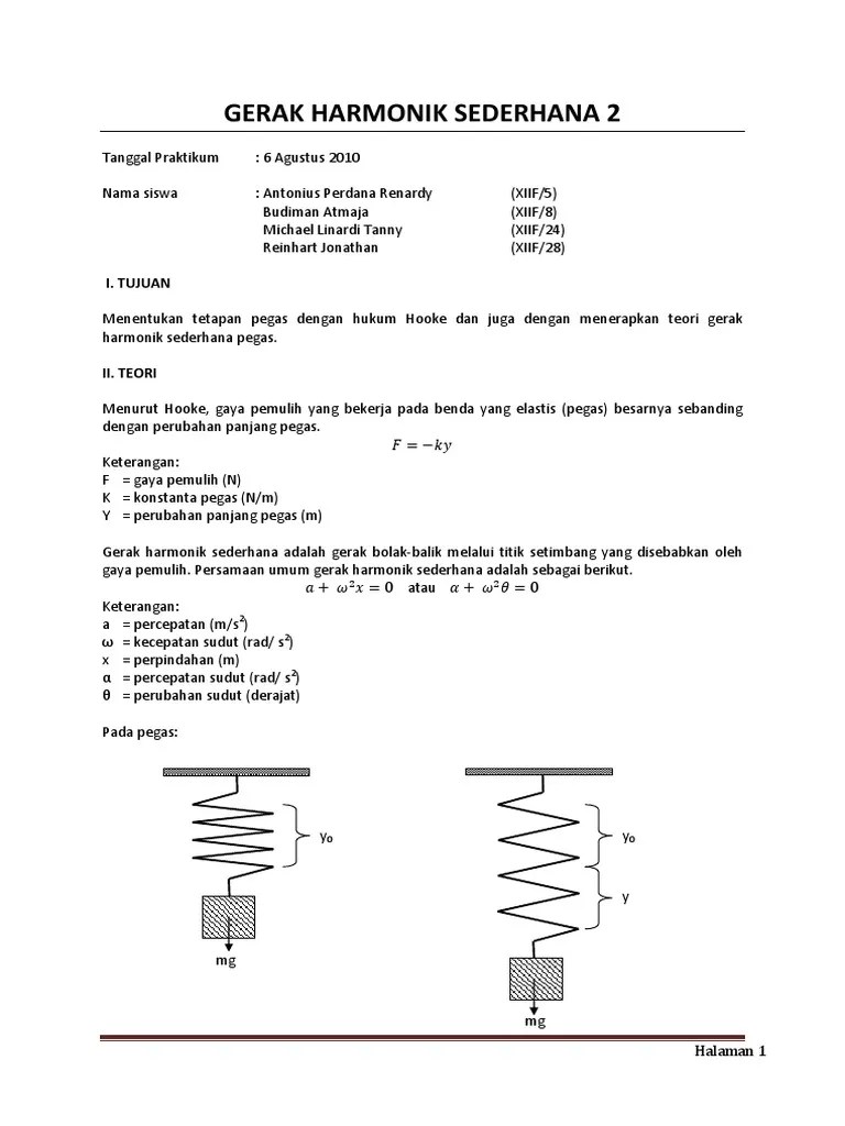 Gerak Harmonik Sederhana Pegas | PDF
