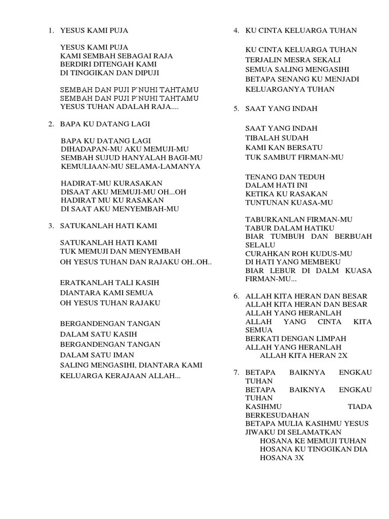 Lagu saat ku menyembahmu terdapat di album penyembahan abadi, vol. Yesus Kami Puja Pdf