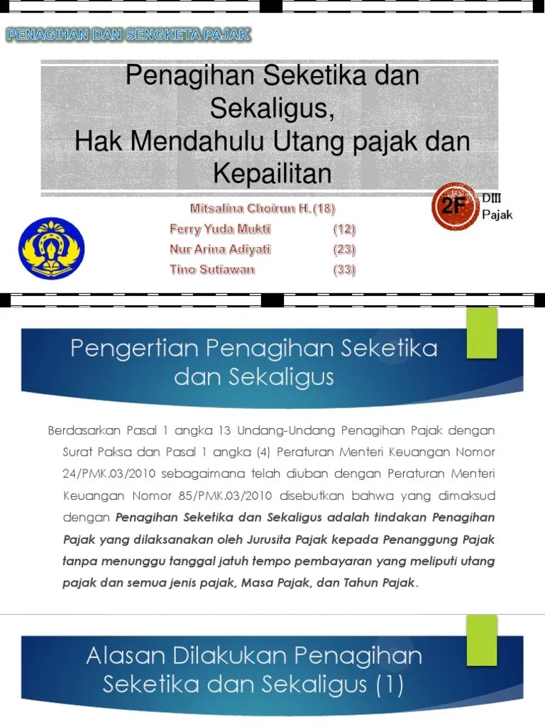 Hak Mendahulu Utang Pajak Dan Kepailitan | PDF