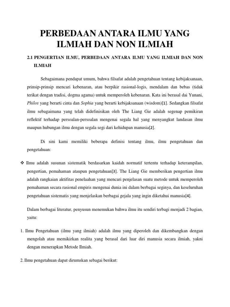 Perbedaan Antara Ilmu Yang Ilmiah Dan Non Ilmiah | PDF