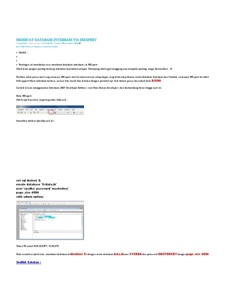 Membuat Database Interbase Via Ibexpert | PDF