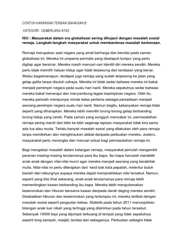 Contoh Karangan Spm Terbaik - Contoh Karangan Spm Bahagian A 2019
