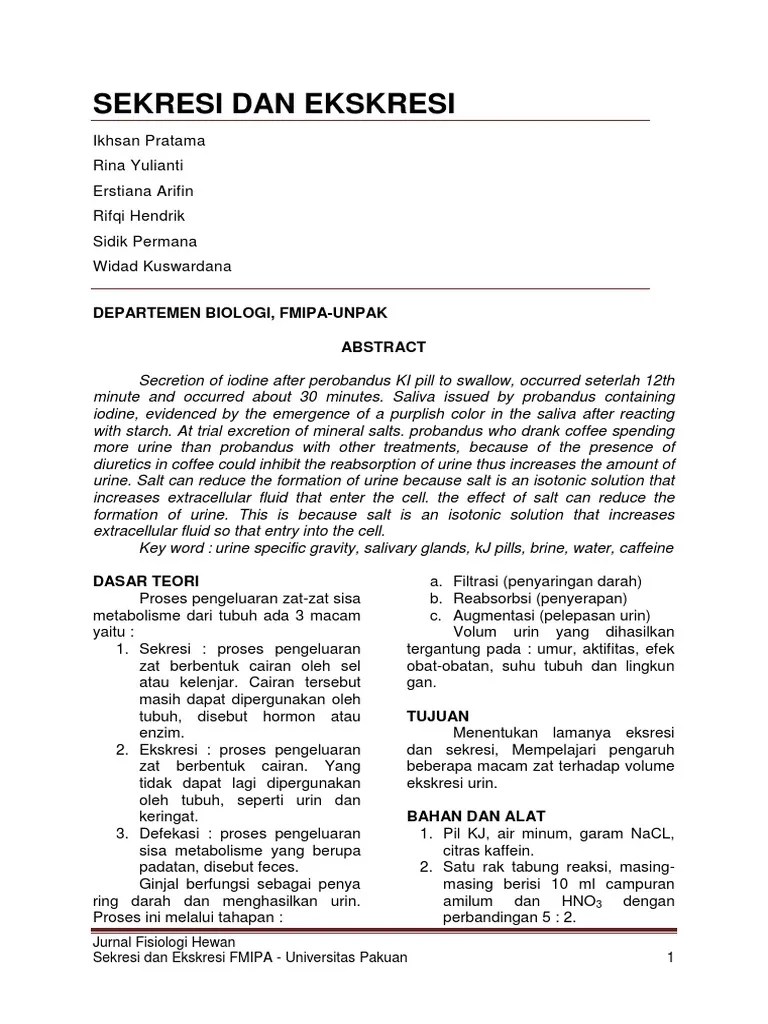 Sekresi Dan Ekskresi | PDF