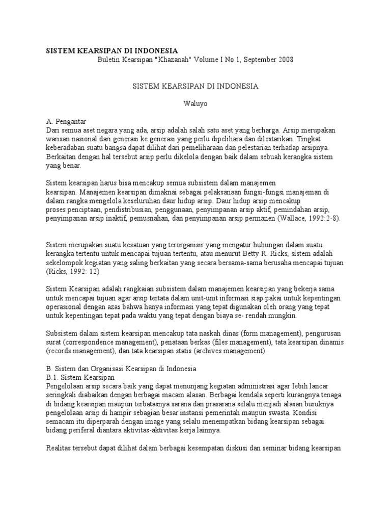 Sistem Kearsipan Di Indonesia | PDF