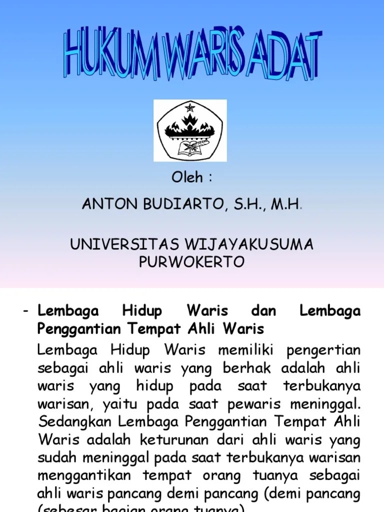 Mewarisi berarti (1) 'mendapat pusaka dari …', misalnya tidak ada yang berhak mewarisi harta benda . Lembaga Hidup Waris Pdf