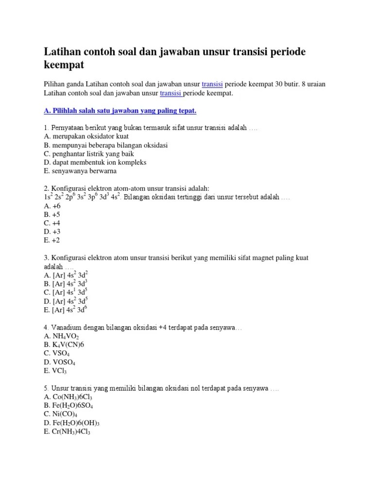 Unsur x mempunyai konfigurasi elektron 2, 8, 8, 2. Sifat Keperiodikan Unsur Contoh Soal Dan Jawaban Essay Masnurul