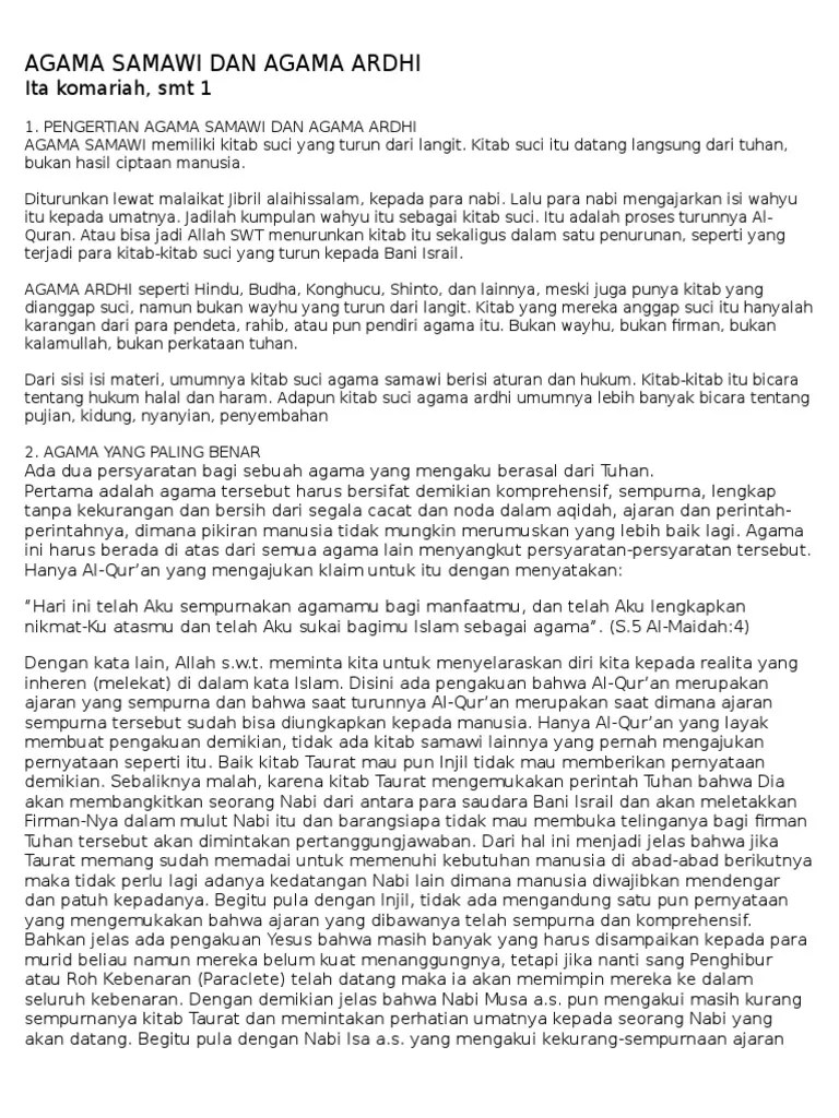 Agama - Samawi Dan Ardhi | PDF