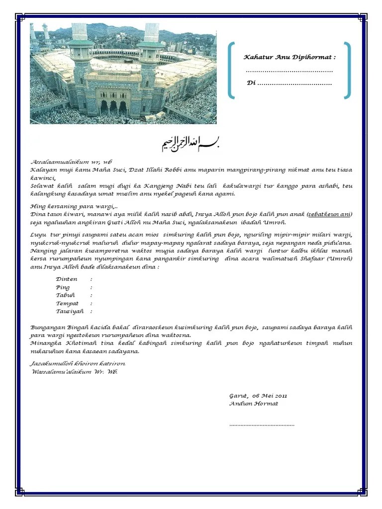 Contoh Undangan Walimatul Umroh Basa Sunda | PDF