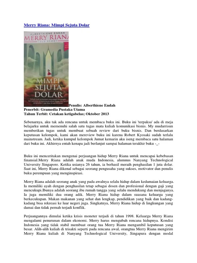 Buku mimpi sejuta dolar pdf. Merry Riana Pdf