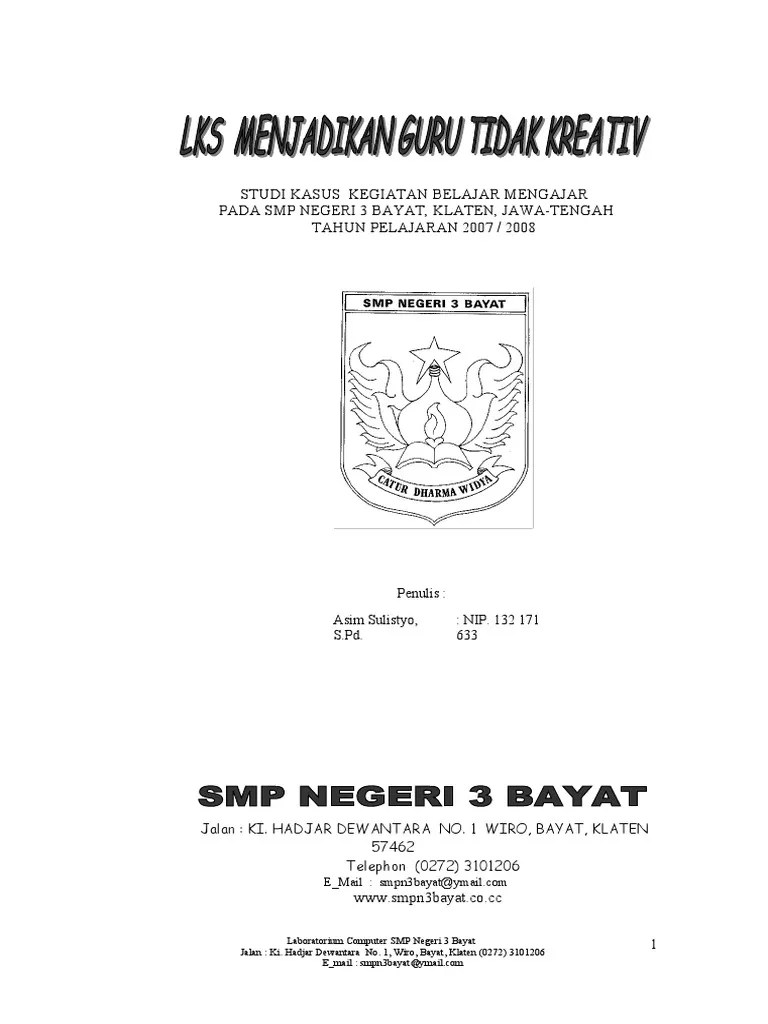 (dampak globalisasi terhadap pendidikan) bab i. Karya Ilmiah Pendidikan (tentang LKS)...SMPN 3 Bayat Klaten