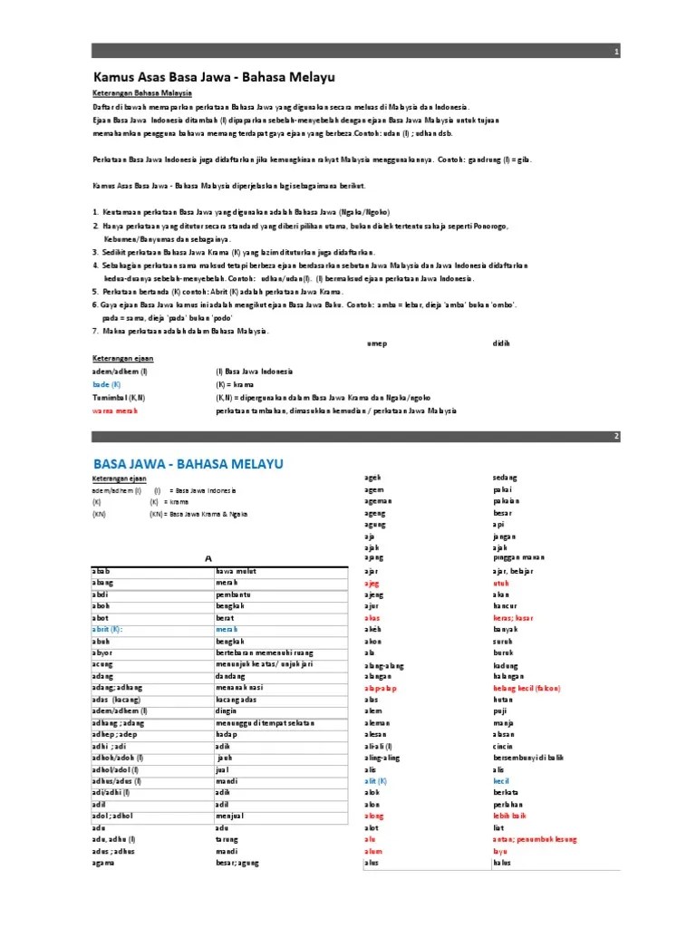 Lestari - Kamus Jawa-BM 2014 | PDF
