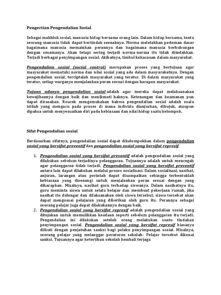 Pengertian Pengendalian Sosial | PDF