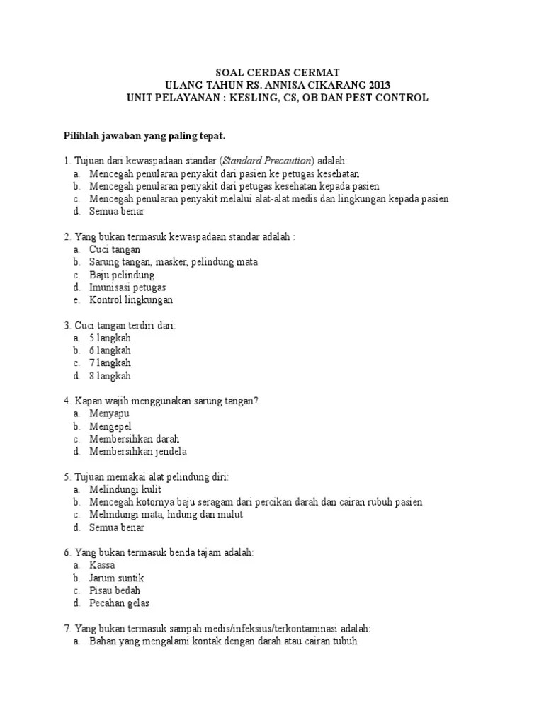 Soal Cerdas Cermat Kesling | PDF