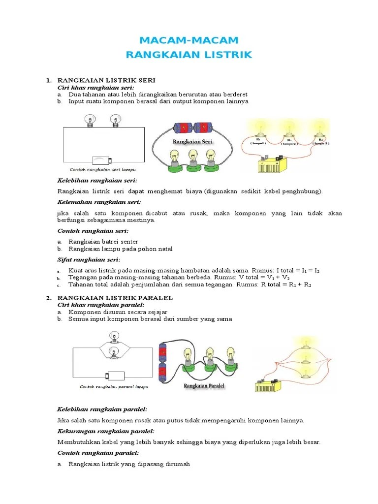 Ciri rangkaian seri dan paralel; Rangkaian Listrik Pdf