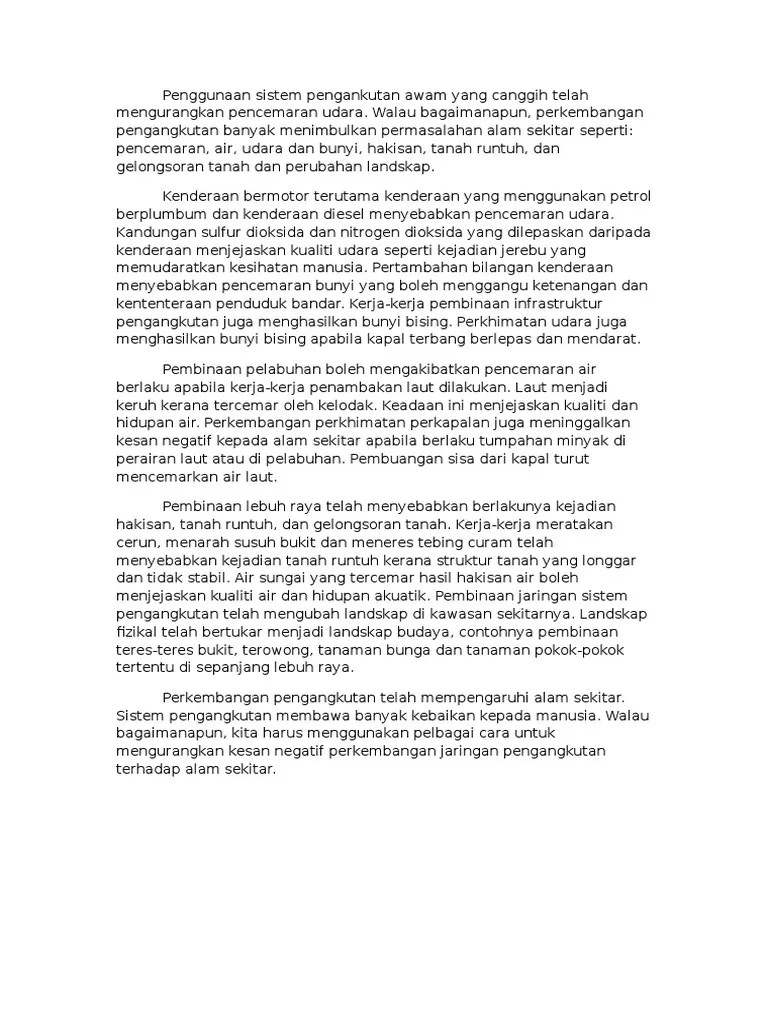 Kesan Perkembangan Sistem Pengangkutan Terhadap Alam Sekitar / Pdf Kesan Pembangunan Jalan Raya Terhadap Pembelajaran Pelajar Dari Aspek Keselamatan