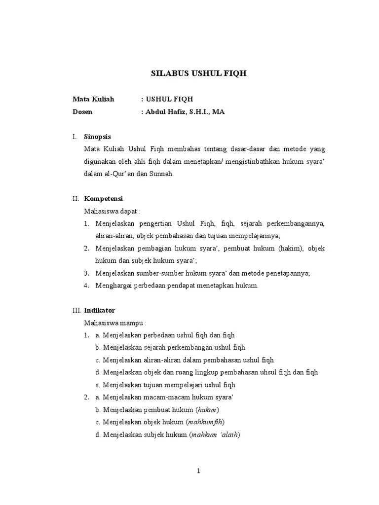 SILABUS Ushul Fiqh PAI | PDF