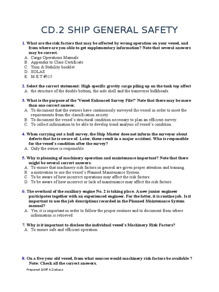 Cd.2 Ship General Safety | PDF | Risk | Water Transport