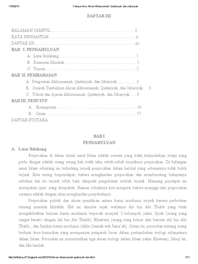Cahaya Ilmu - Aliran Ahlussunnah, Qadariyah, Dan Jabariyah | PDF