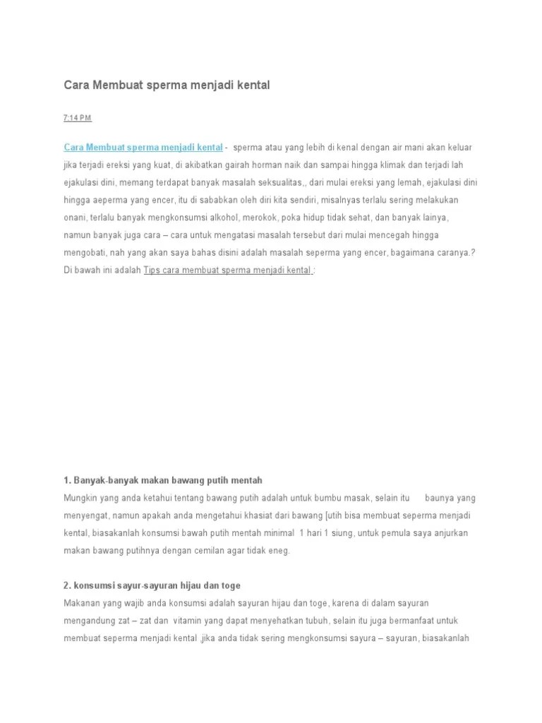 Cara Membuat Sperma Menjadi Kental