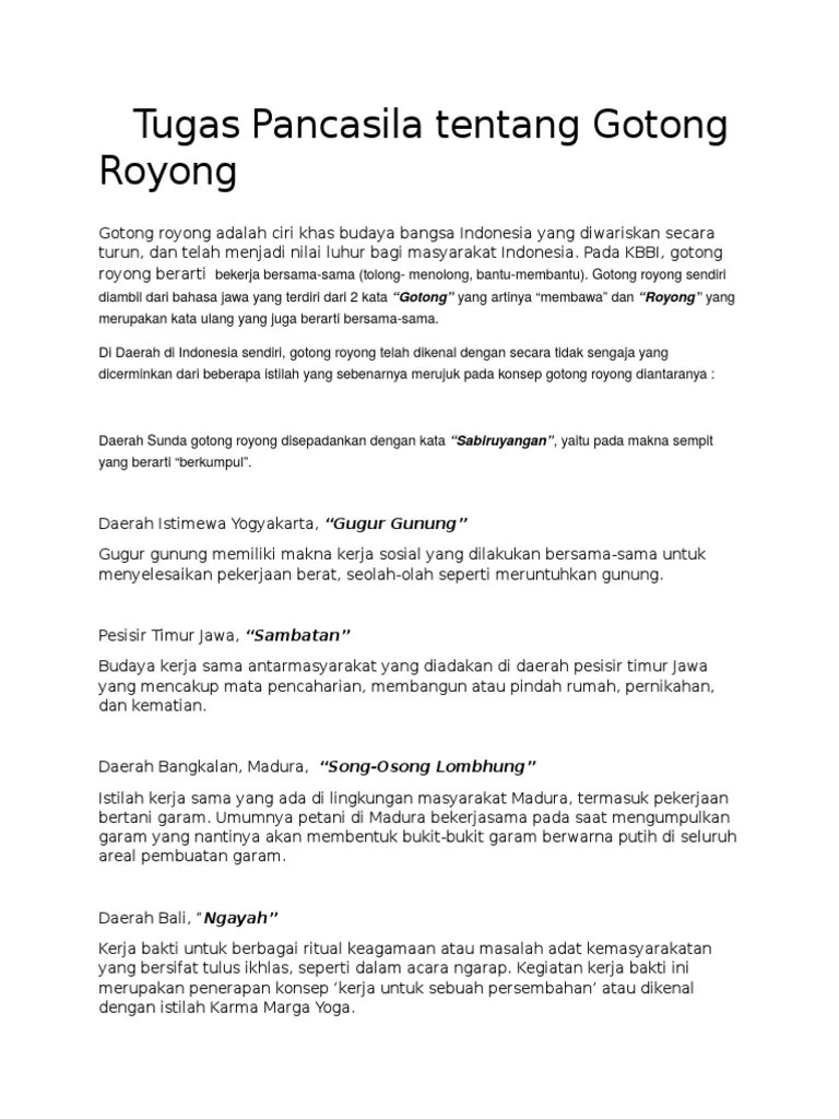 Istilah Kerjasama Atau Gotong Royong Dari Daerah Sulawesi Utara Adalah –  Python