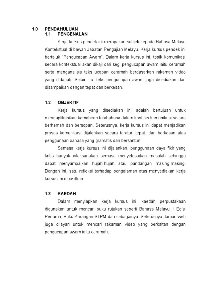 Contoh yang lain, lampu dan peralatan elektrik lain perlu . Contoh Pengucapan Awam Ringkas Savannagwf