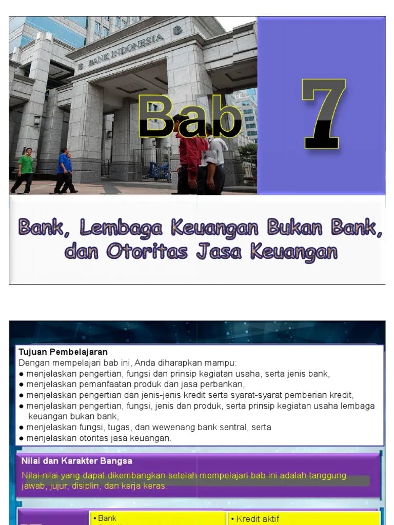Bab 7. Bank, Lembaga Keuangan Bukan Bank, Dan Otoritas Jasa Keuangan PDF |  PDF