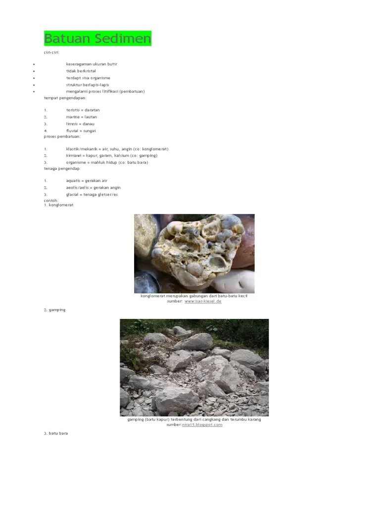 Pelapukan kimia, merupakan pelapukan akibat efek langsung dari bahan kimia atmosfer atau bahan kimia yang diproduksi secara biologis. Batuan Sedimen Pdf