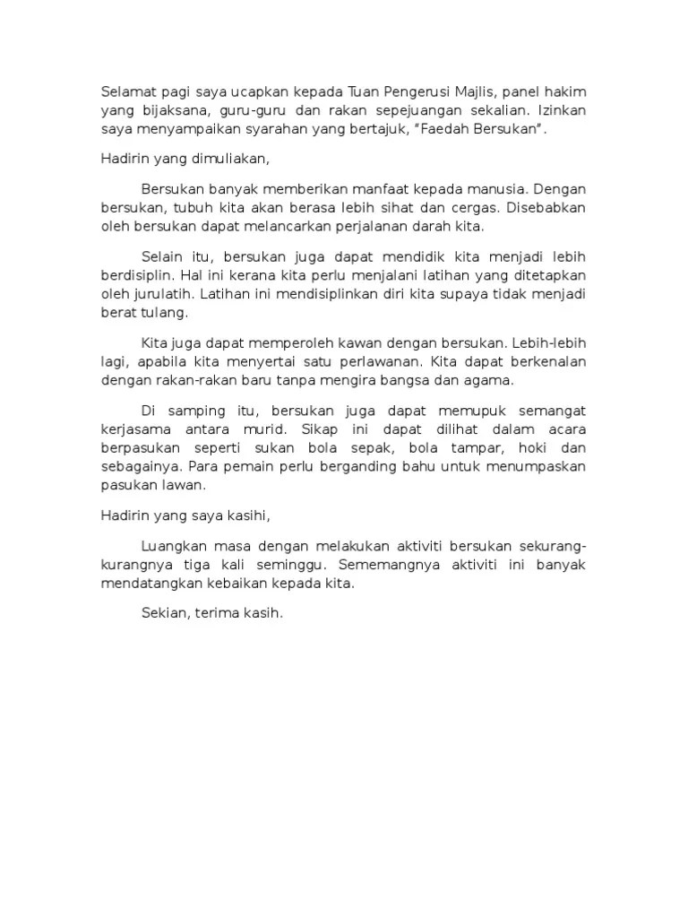 Contoh karangan syarahan pt3 bahasa melayu. Syarahan Tahun 4 Pdf