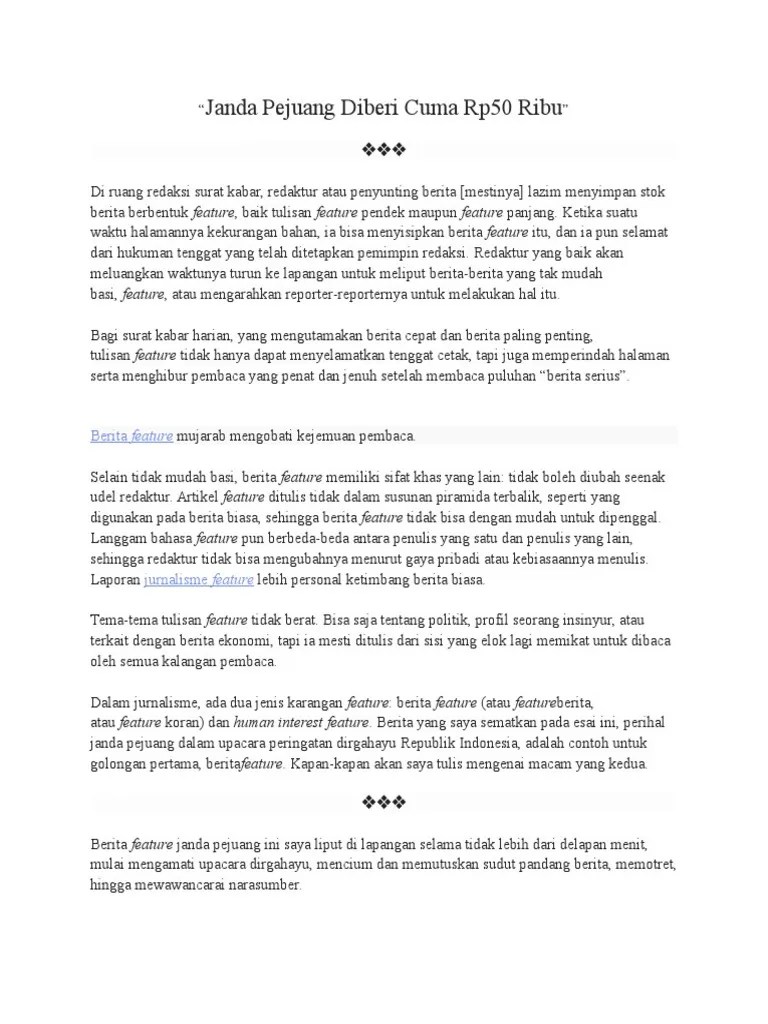 Feature, human interest, kemampuan menulis, kontekstual. Contoh Berita Feature Human Interest Beinyu Com