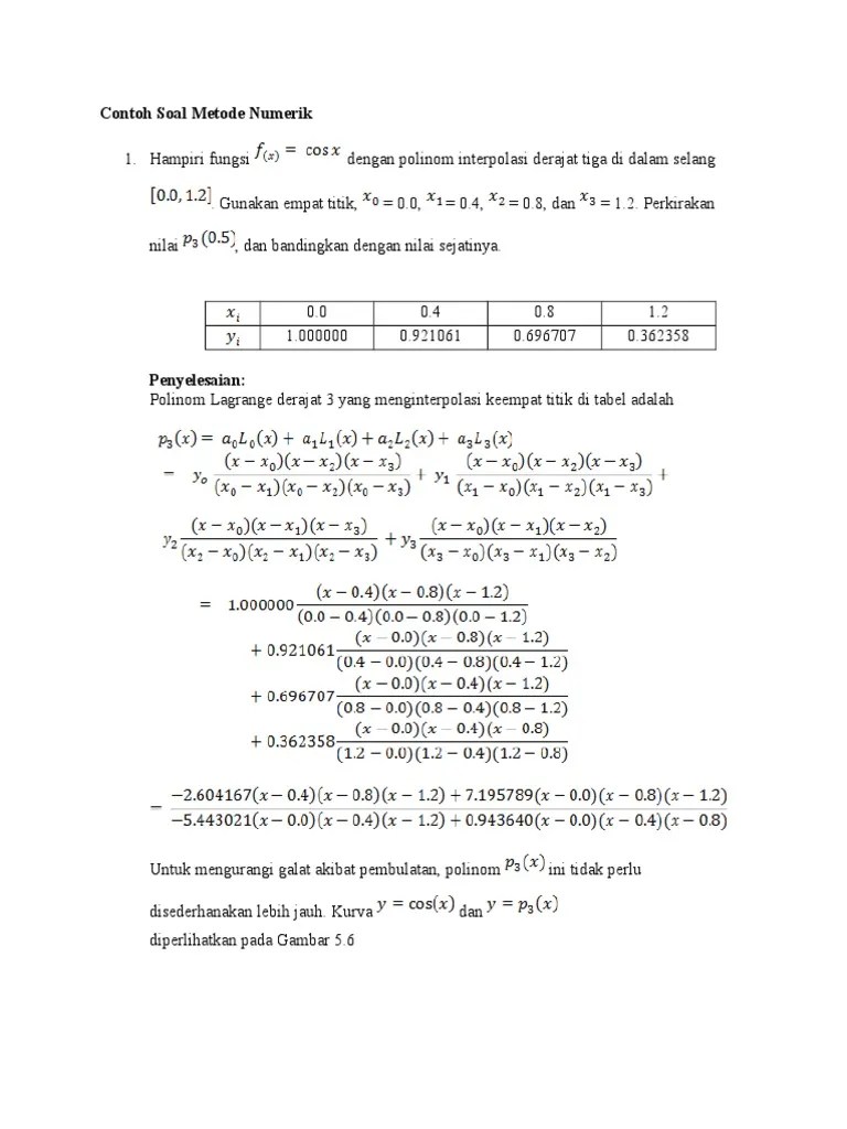 Jika f(x) suatu suku banyak, . Contoh Soal Metode Numerik Fify Baru Pdf