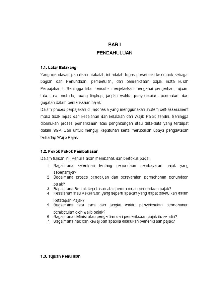 Pencabutan surat keterangan pajak penghasilan berdasarkan. Makalah Penundaan Pembetulan Dan Pemeriksaan Pajak Pdf