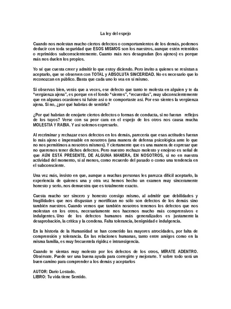 De una historia sencilla y conmovedora, yoshinori noguchi (hiroshima, 1963), un reconocido experto en coaching y consejería, nos coloca frente a un espejo para hacer frente a nuestro interior que es en última instancia lo que determina todo lo que ocurre en la vida. La Ley Del Espejo | Paladio | Oro | Prueba gratuita de 30 días | Scribd