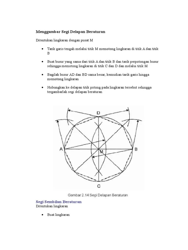 Gambar Teknik Cara Menggambar Segidelapan-Segisembilan-Segisepuluh | PDF