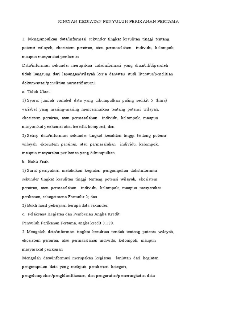 Rincian Kegiatan Penyuluh Perikanan Pertama | PDF