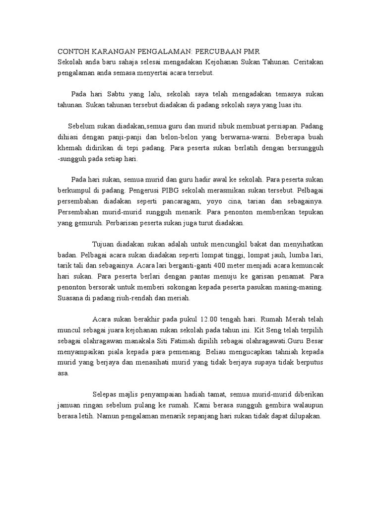 Anda dikehendaki menyediakan laporan tentang temasya sukan tahunan yang dijalankan di sekolah kamu. Contoh Sukan Tahunan Pdf