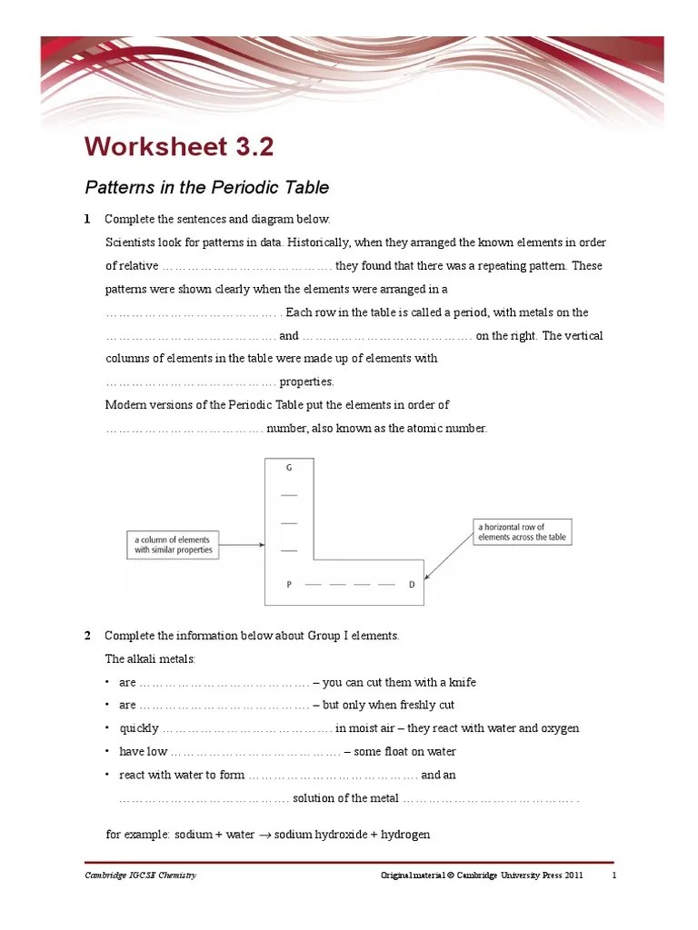 I continued good practices collected over last few months and a. Worksheet 3 2 Periodicity Pdf