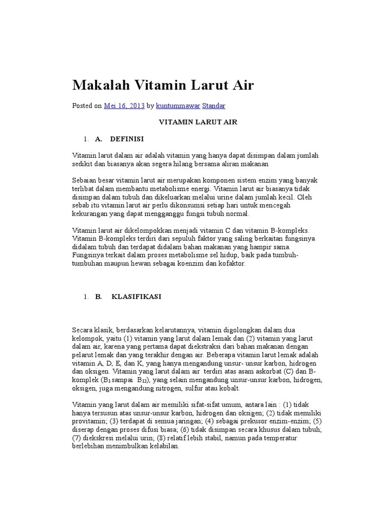Makalah Vitamin Larut Air - Contoh Makalah