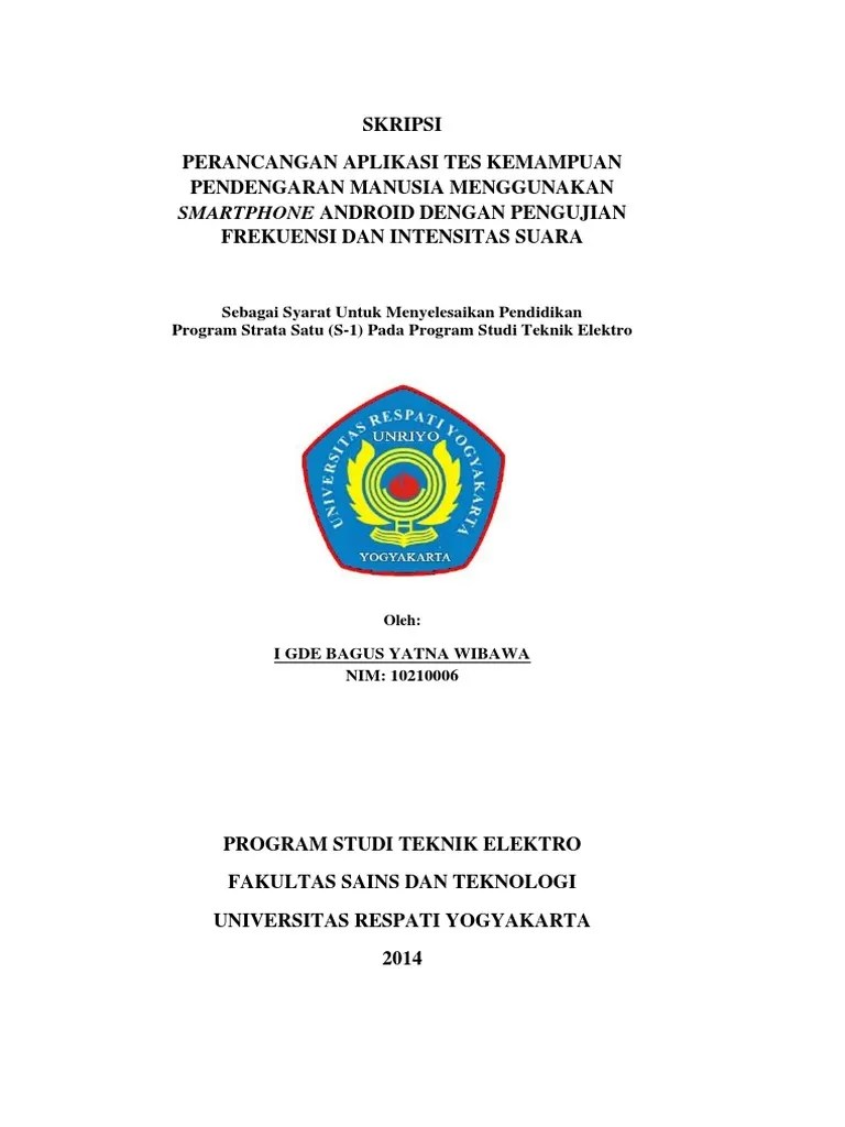 Naskah Publikasi Skripsi Aplikasi Audiometer (Gde Bagus Yatna Wibawa -  10210006 - FST - TE - UNRIYO) | PDF