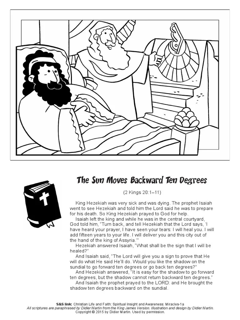 Paper, 2 of each color. Coloring Page Miracles In The Bible The Sun Moves Back Ten Degrees Pdf