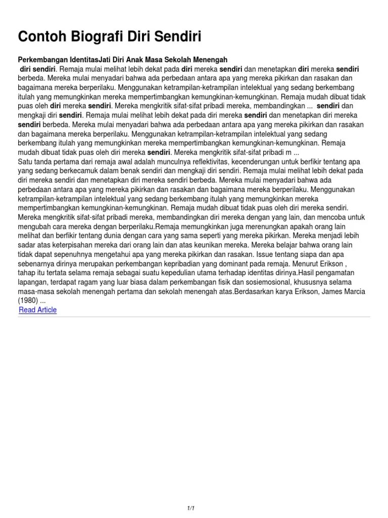Contoh Biografi Diri Sendiri Yang Singkat