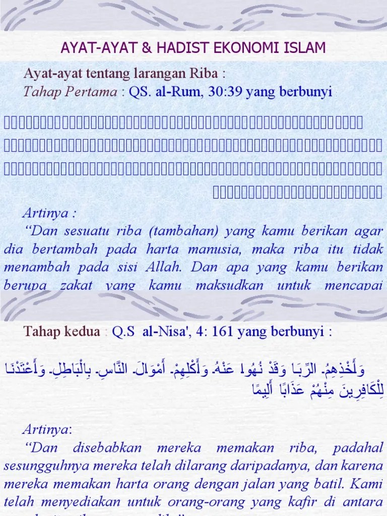 Ayat-Ayat &amp; Hadist Ekonomi Islam | PDF