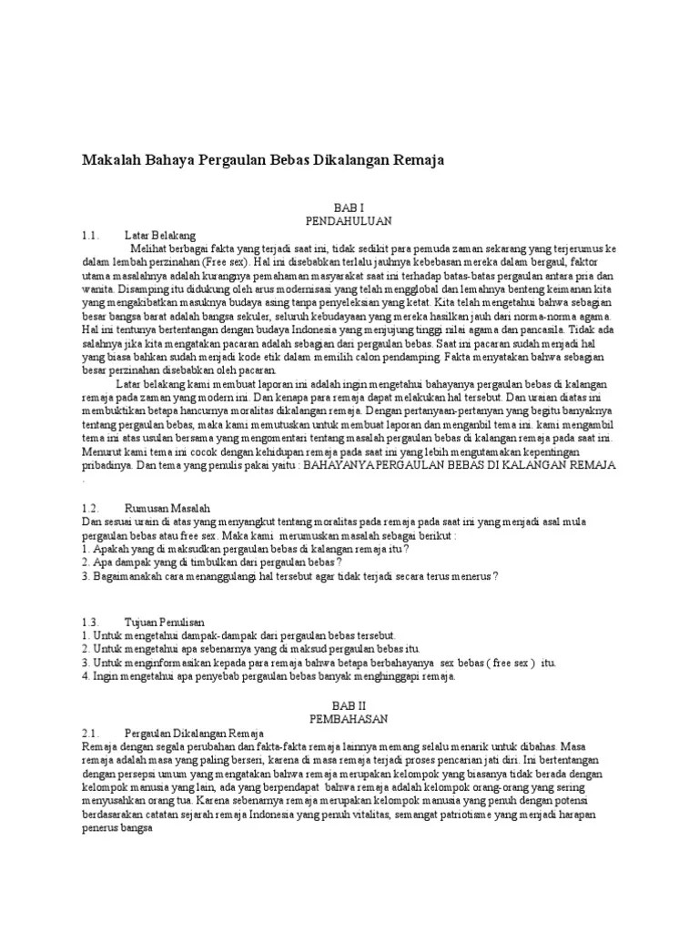 Makalah Bahaya Pergaulan Bebas Dikalangan Remaja | PDF