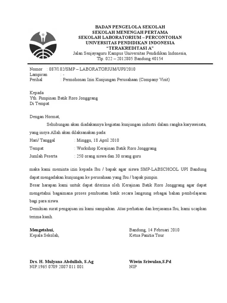 Ini merupakan kunjungan pertama yb dr ronald terhadap hajiji di ppns yang turut disertai ketua pengarah kawal selia dan beras merangkap . Contoh Surat Permohonan Izin Kunjungan Kerja Contoh Surat